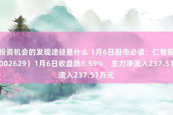 投资机会的发现途径是什么 1月6日股市必读：仁智股份（002629）1月6日收盘跌8.59%，主力净流入237.51万元