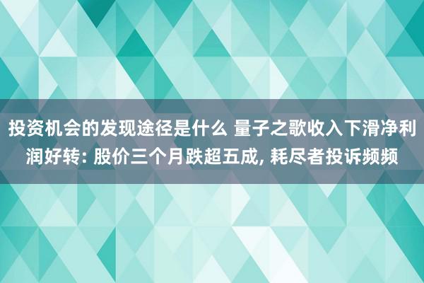 投资机会的发现途径是什么 量子之歌收入下滑净利润好转: 股价三个月跌超五成, 耗尽者投诉频频