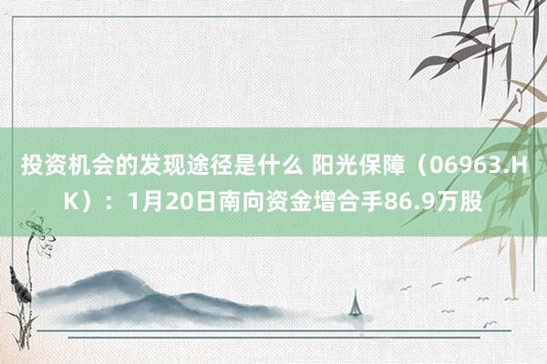 投资机会的发现途径是什么 阳光保障（06963.HK）：1月20日南向资金增合手86.9万股