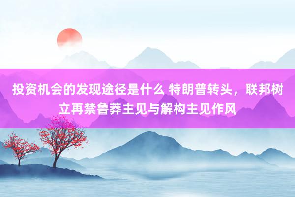 投资机会的发现途径是什么 特朗普转头，联邦树立再禁鲁莽主见与解构主见作风