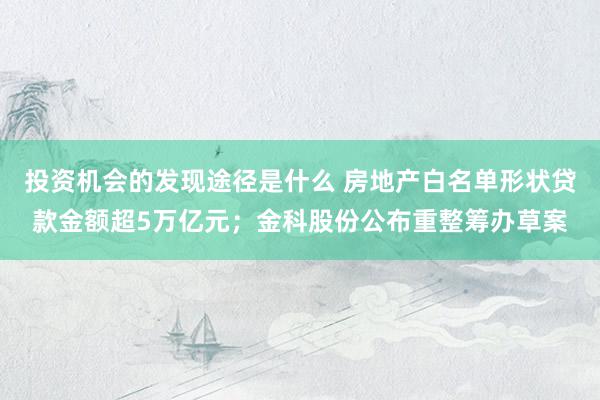 投资机会的发现途径是什么 房地产白名单形状贷款金额超5万亿元；金科股份公布重整筹办草案