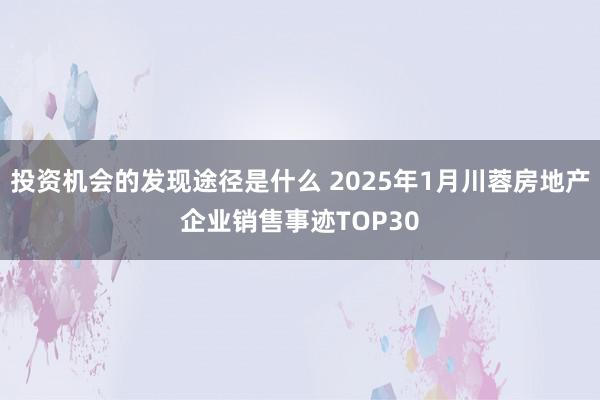 投资机会的发现途径是什么 2025年1月川蓉房地产企业销售事迹TOP30