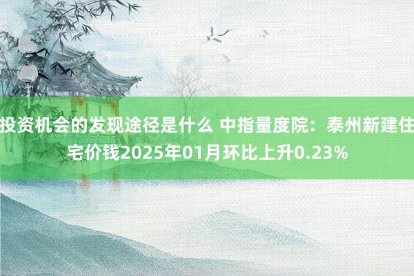 投资机会的发现途径是什么 中指量度院：泰州新建住宅价钱2025年01月环比上升0.23%