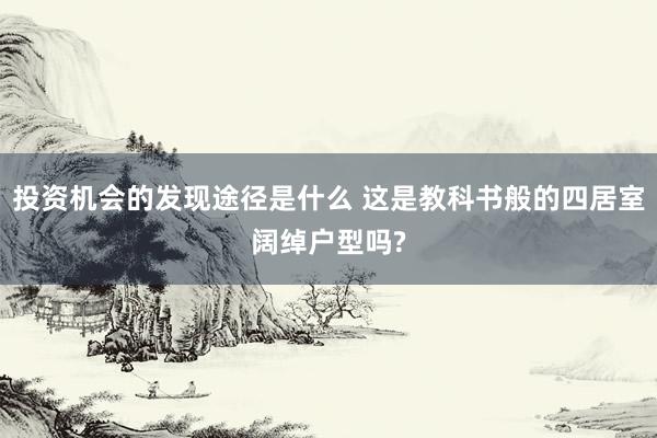 投资机会的发现途径是什么 这是教科书般的四居室阔绰户型吗?