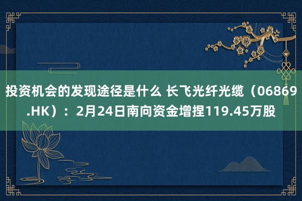 投资机会的发现途径是什么 长飞光纤光缆（06869.HK）：2月24日南向资金增捏119.45万股