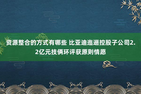 资源整合的方式有哪些 比亚迪迤逦控股子公司2.2亿元技俩环评获原则情愿